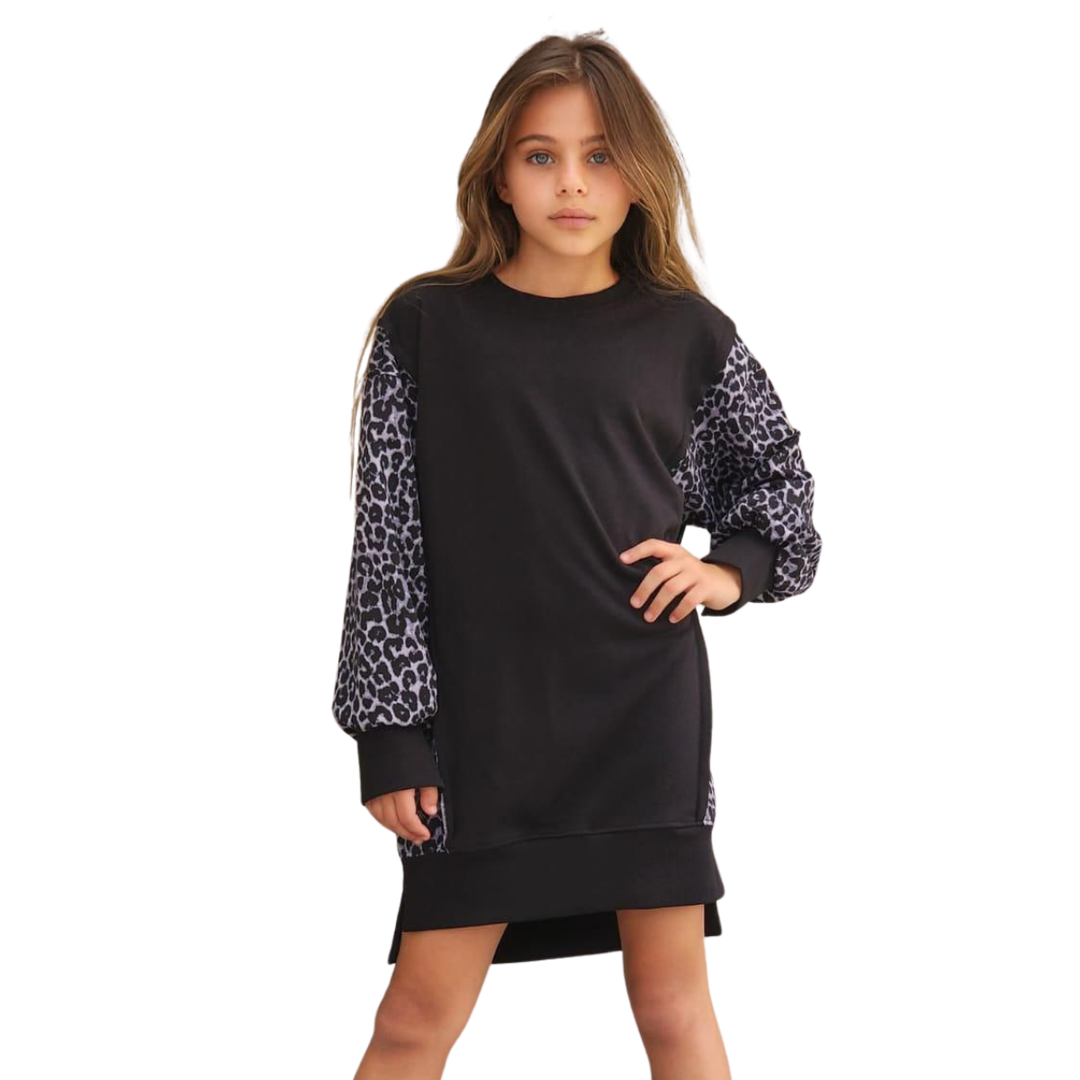 שמלת פרצטנרי DION מנומר שחור