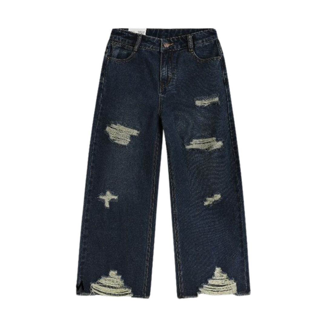 מכנסי ג׳ינס בנות TAMTAM כחול קרוע