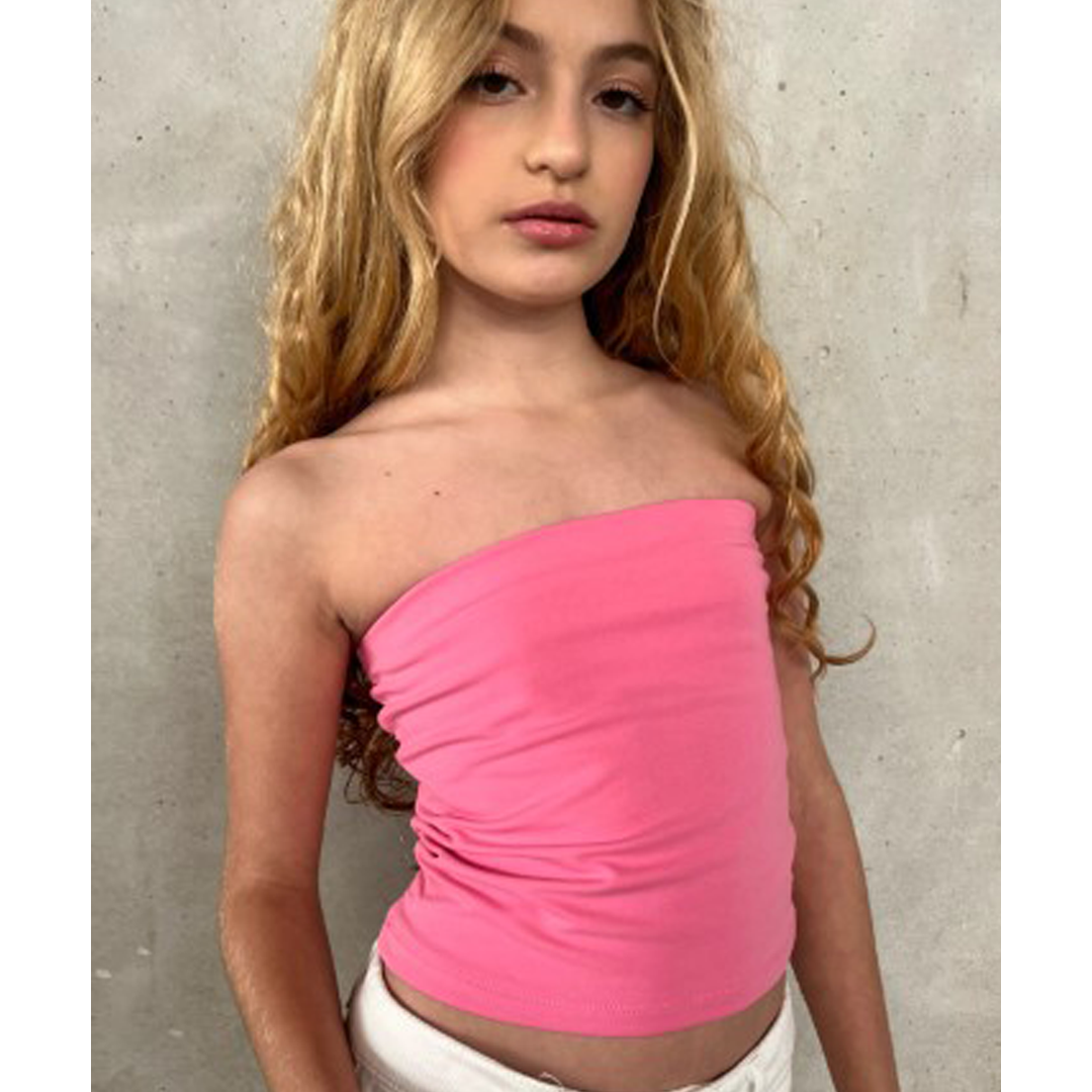 חולצת סטרפל לבנות SWEET GIRL ורוד