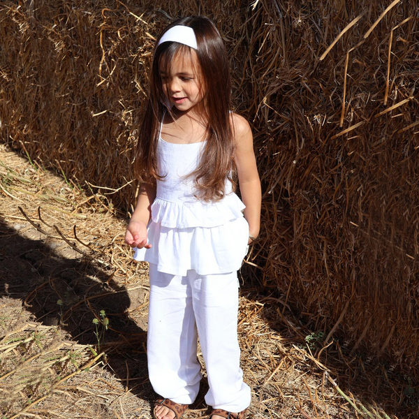 חליפת פשתן ARIA בנות לבן