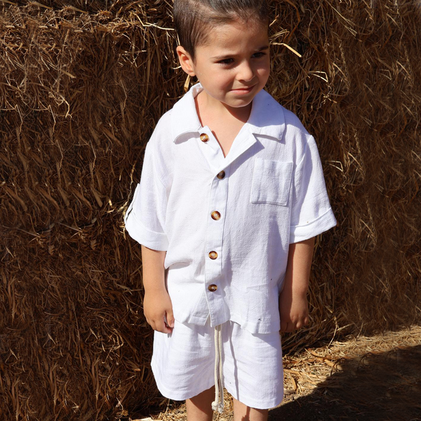 חליפת פשתן ARIA בנים לבן